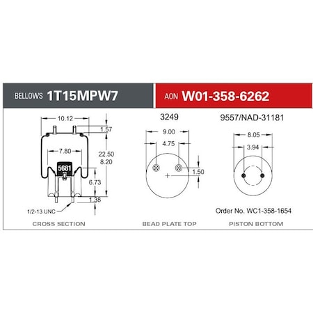 Firestone 1T15MPW7 CB 2CF 1/4ST PBWW, W013586262 W013586262